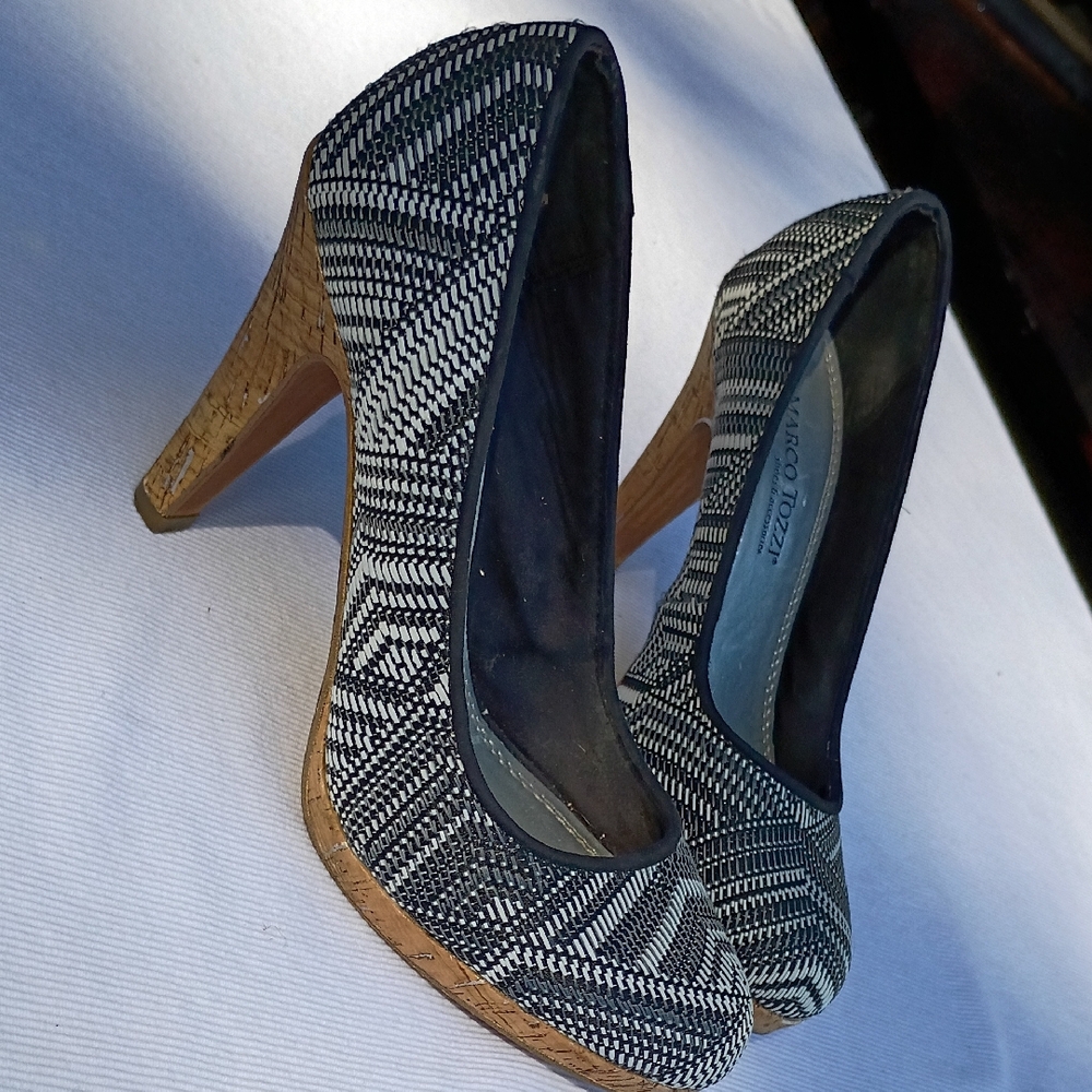 Marco Tozzi Woven Black And White Textile Shoe